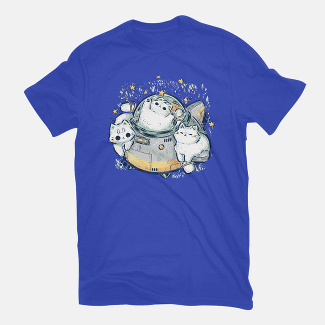 Cute Alien Cats Spaceship-Mens-Basic-Tee-xMorfina
