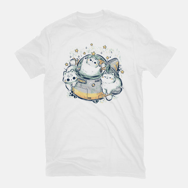 Cute Alien Cats Spaceship-Mens-Basic-Tee-xMorfina