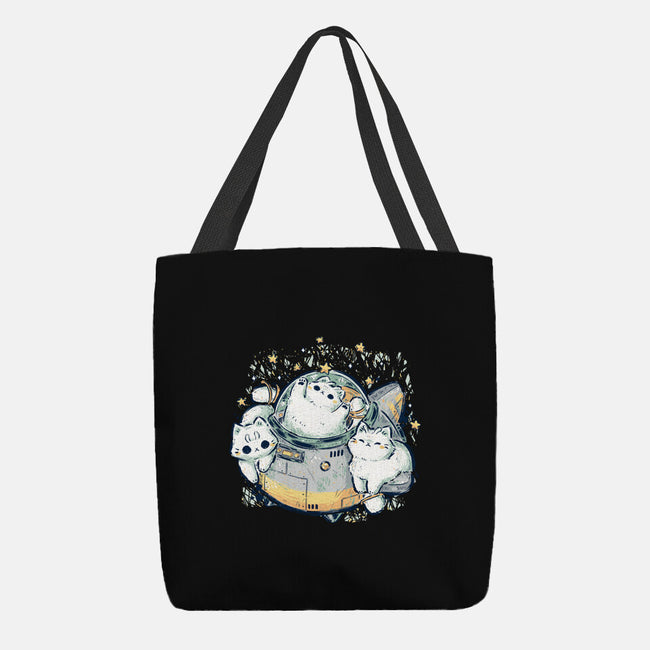 Cute Alien Cats Spaceship-None-Basic Tote-Bag-xMorfina