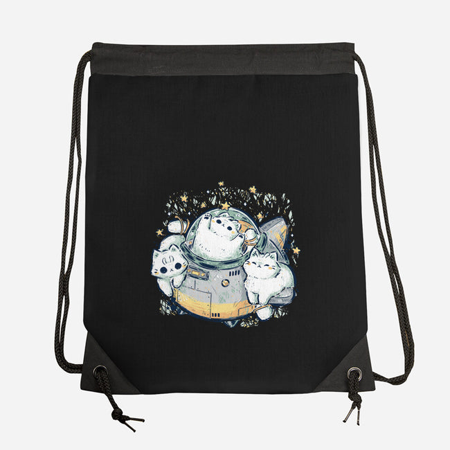 Cute Alien Cats Spaceship-None-Drawstring-Bag-xMorfina
