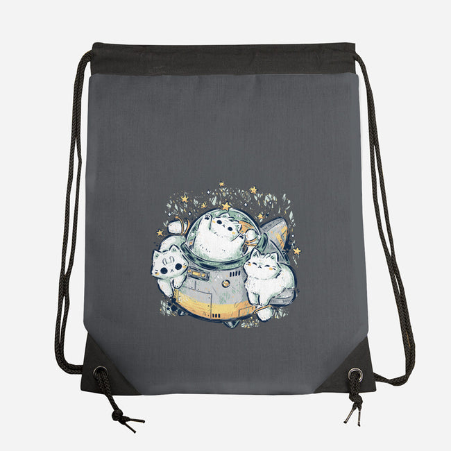 Cute Alien Cats Spaceship-None-Drawstring-Bag-xMorfina