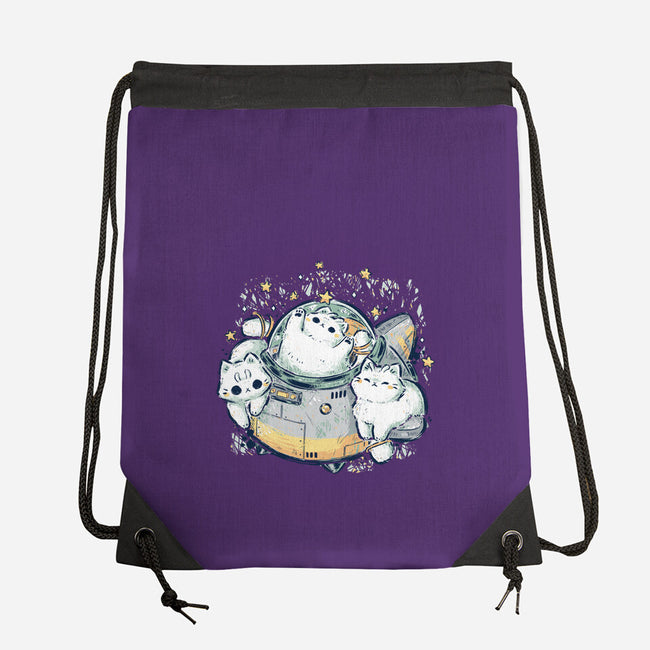 Cute Alien Cats Spaceship-None-Drawstring-Bag-xMorfina