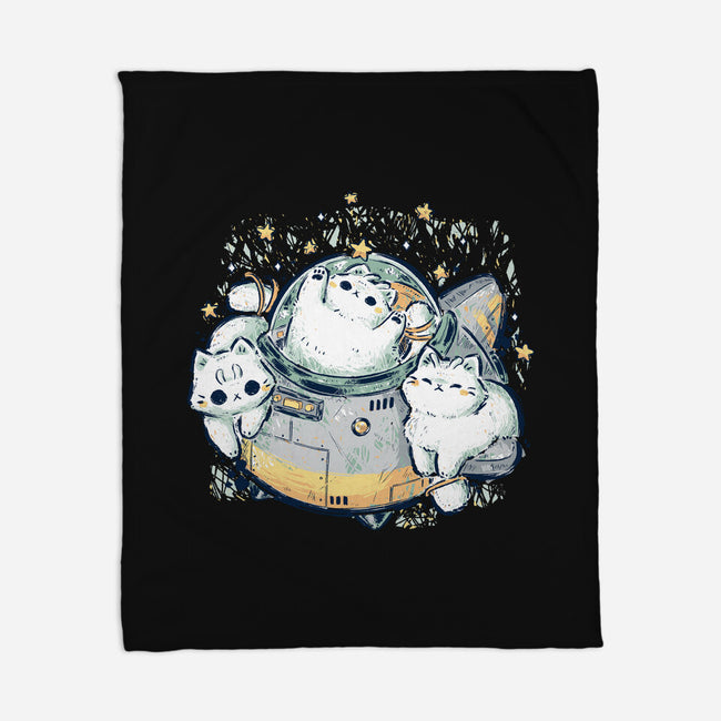 Cute Alien Cats Spaceship-None-Fleece-Blanket-xMorfina