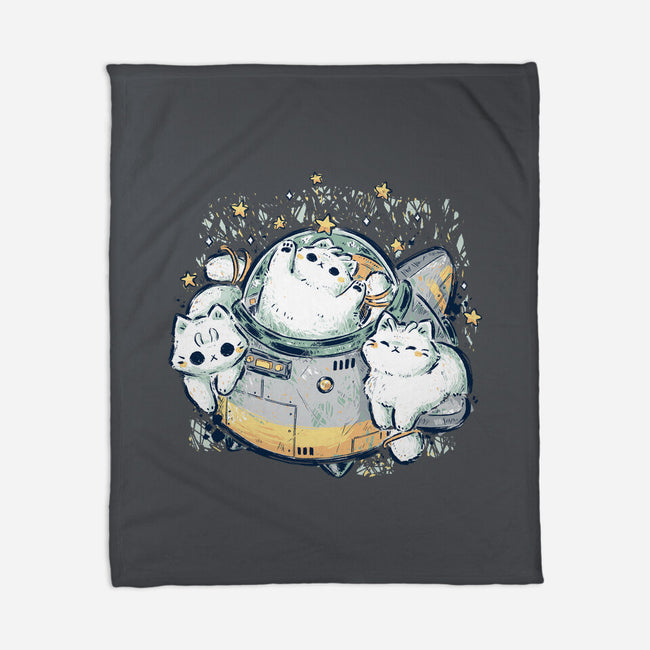 Cute Alien Cats Spaceship-None-Fleece-Blanket-xMorfina