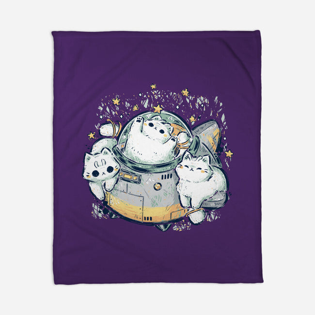 Cute Alien Cats Spaceship-None-Fleece-Blanket-xMorfina