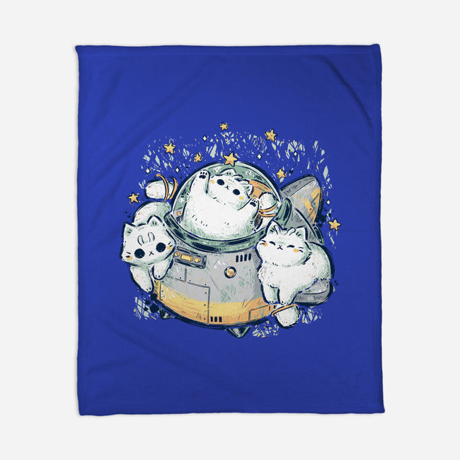 Cute Alien Cats Spaceship-None-Fleece-Blanket-xMorfina