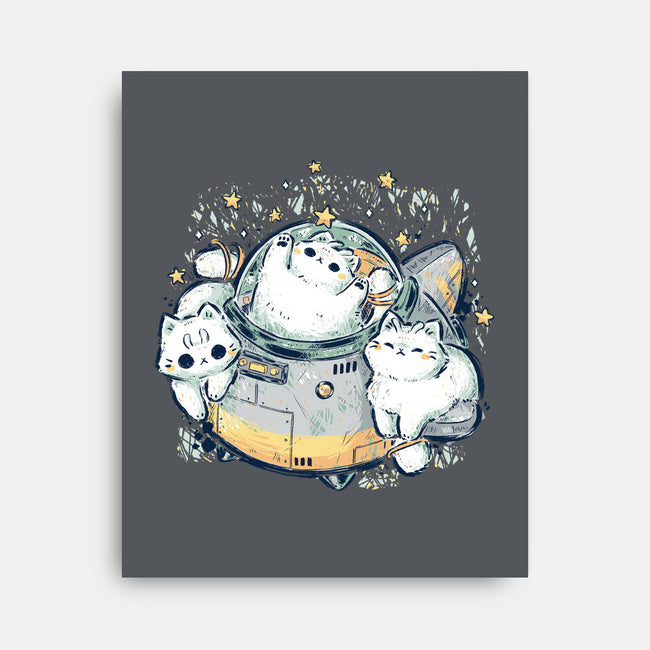 Cute Alien Cats Spaceship-None-Stretched-Canvas-xMorfina