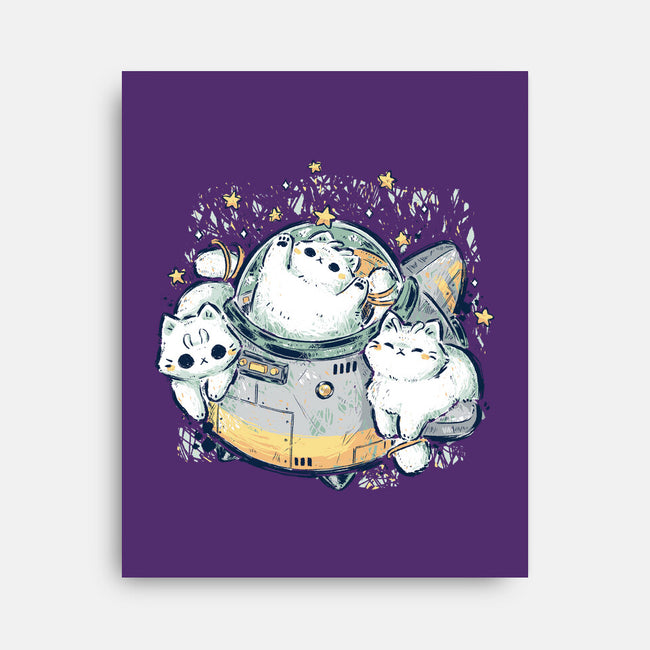 Cute Alien Cats Spaceship-None-Stretched-Canvas-xMorfina