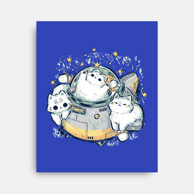 Cute Alien Cats Spaceship-None-Stretched-Canvas-xMorfina