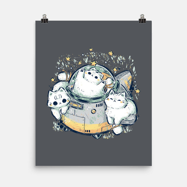 Cute Alien Cats Spaceship-None-Matte-Poster-xMorfina