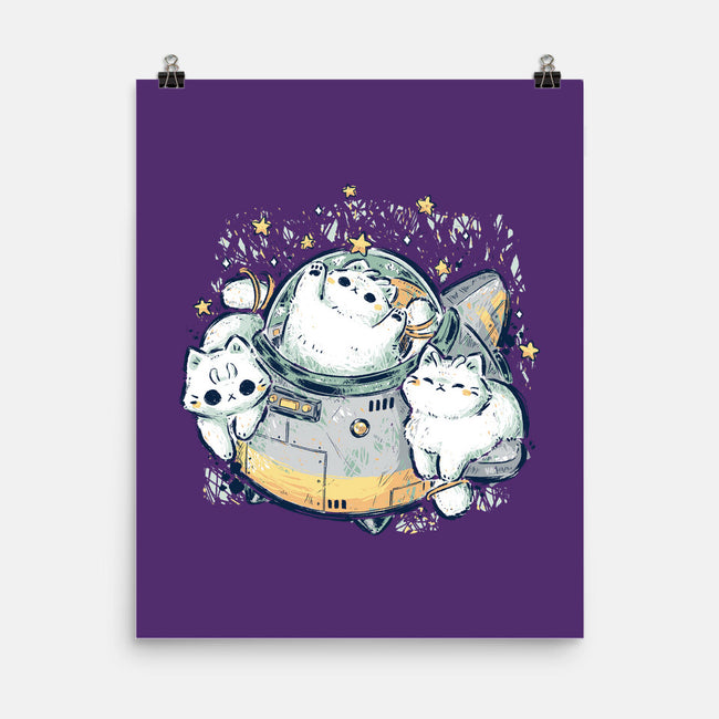 Cute Alien Cats Spaceship-None-Matte-Poster-xMorfina