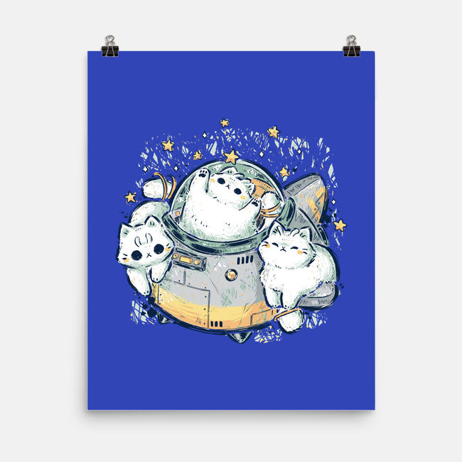 Cute Alien Cats Spaceship-None-Matte-Poster-xMorfina