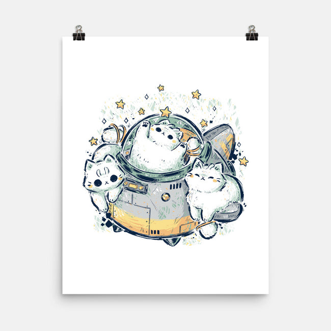 Cute Alien Cats Spaceship-None-Matte-Poster-xMorfina