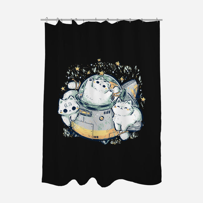 Cute Alien Cats Spaceship-None-Polyester-Shower Curtain-xMorfina
