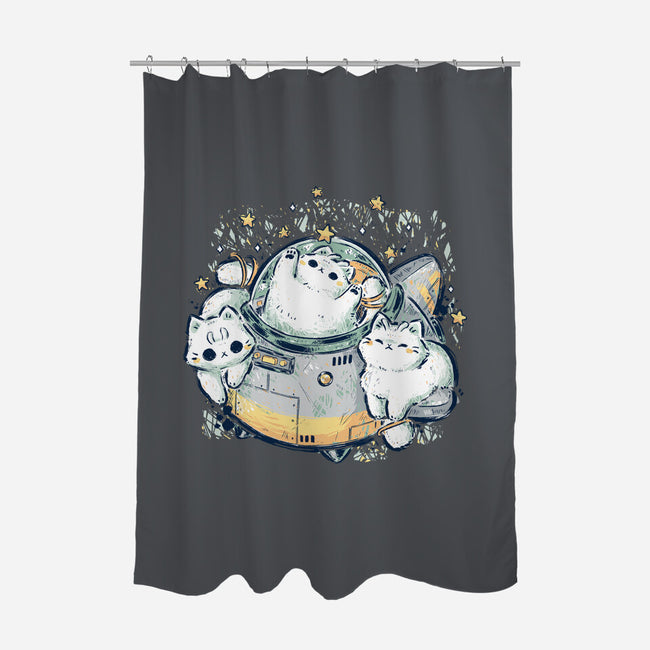 Cute Alien Cats Spaceship-None-Polyester-Shower Curtain-xMorfina