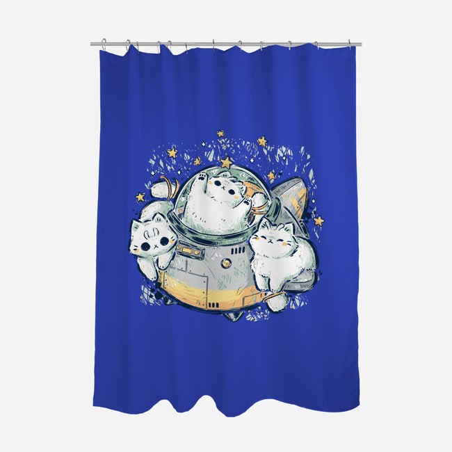 Cute Alien Cats Spaceship-None-Polyester-Shower Curtain-xMorfina