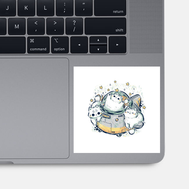 Cute Alien Cats Spaceship-None-Glossy-Sticker-xMorfina