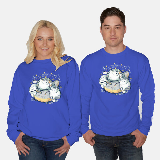 Cute Alien Cats Spaceship-Unisex-Crew Neck-Sweatshirt-xMorfina