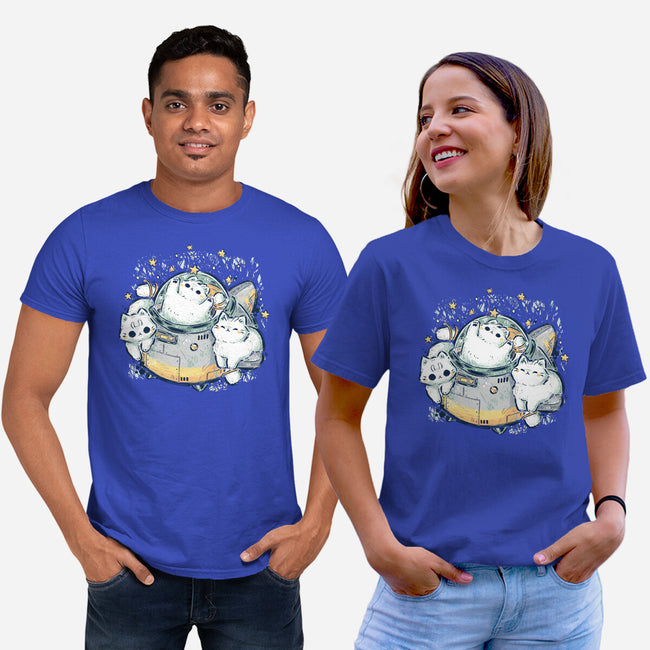 Cute Alien Cats Spaceship-Unisex-Basic-Tee-xMorfina