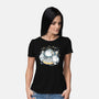 Cute Alien Cats Spaceship-Womens-Basic-Tee-xMorfina