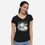 Cute Alien Cats Spaceship-Womens-V-Neck-Tee-xMorfina