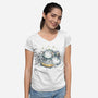 Cute Alien Cats Spaceship-Womens-V-Neck-Tee-xMorfina