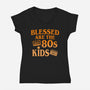 Blessed Are The 80s Kids-Womens-V-Neck-Tee-Boggs Nicolas