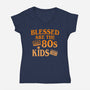 Blessed Are The 80s Kids-Womens-V-Neck-Tee-Boggs Nicolas