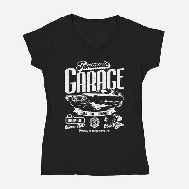 Fantastic Garage-Womens-V-Neck-Tee-teesgeex
