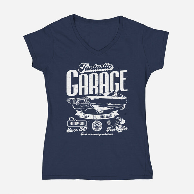 Fantastic Garage-Womens-V-Neck-Tee-teesgeex