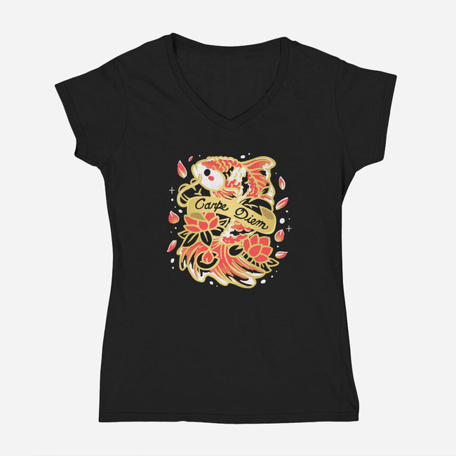 Carpe Diem Coi-Womens-V-Neck-Tee-Vallina84