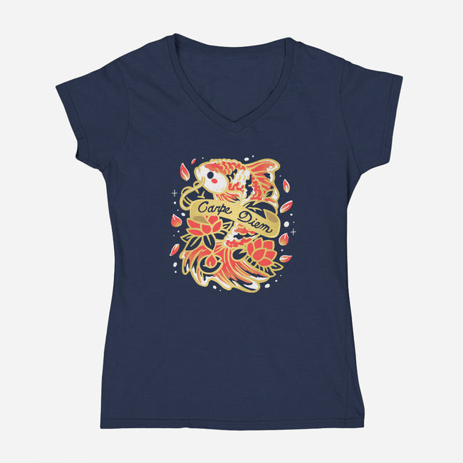 Carpe Diem Coi-Womens-V-Neck-Tee-Vallina84