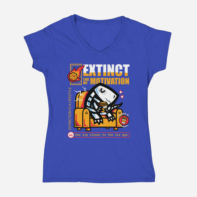 Extinct Like My Motivation-Womens-V-Neck-Tee-krisren28