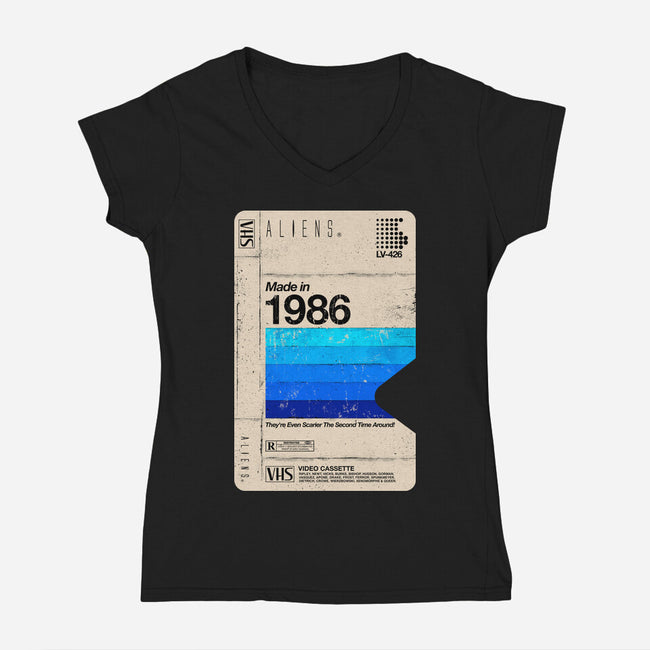Aliens Blank Tape-Womens-V-Neck-Tee-rocketman_art