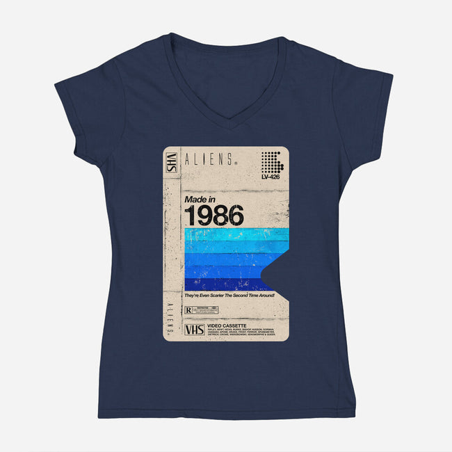 Aliens Blank Tape-Womens-V-Neck-Tee-rocketman_art