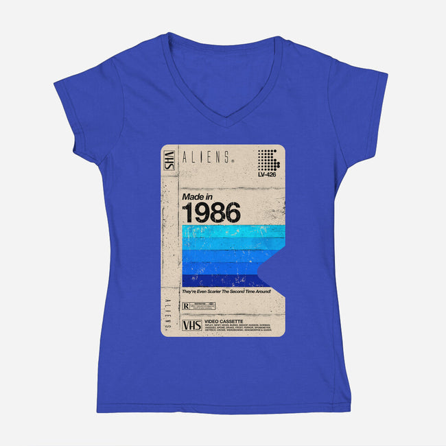 Aliens Blank Tape-Womens-V-Neck-Tee-rocketman_art