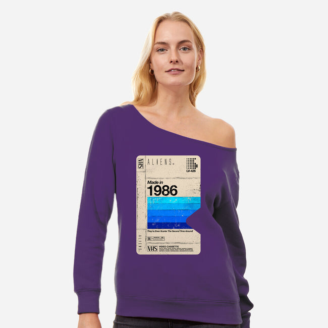 Aliens Blank Tape-Womens-Off Shoulder-Sweatshirt-rocketman_art