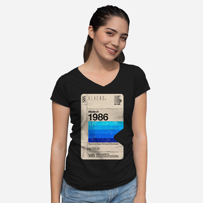 Aliens Blank Tape-Womens-V-Neck-Tee-rocketman_art