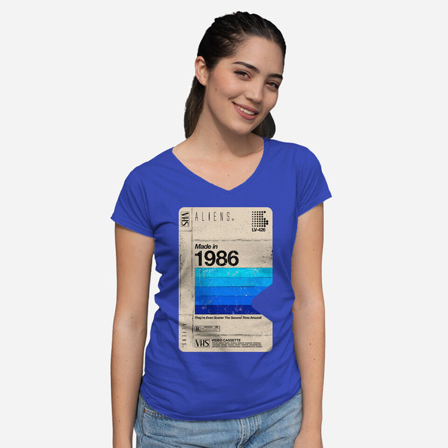Aliens Blank Tape-Womens-V-Neck-Tee-rocketman_art