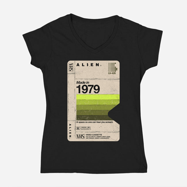 Alien Blank Tape-Womens-V-Neck-Tee-rocketman_art