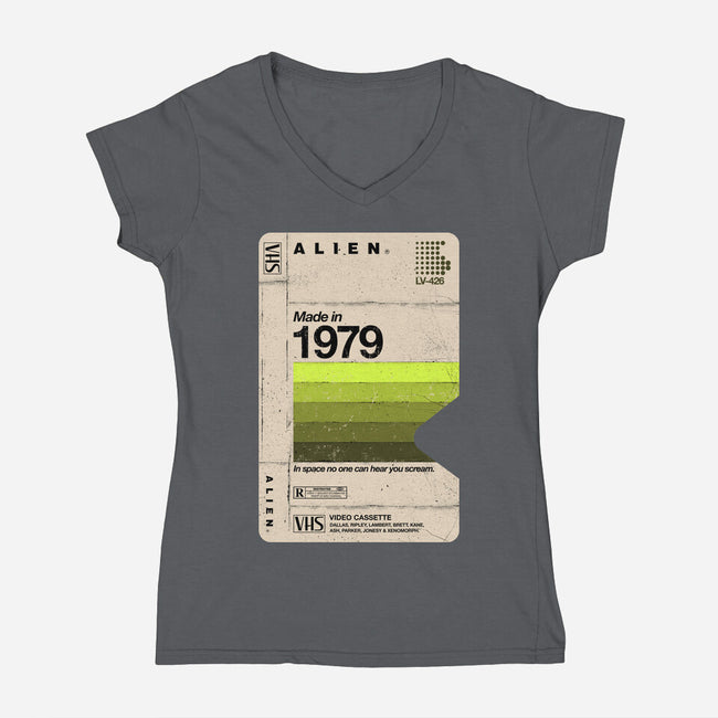 Alien Blank Tape-Womens-V-Neck-Tee-rocketman_art