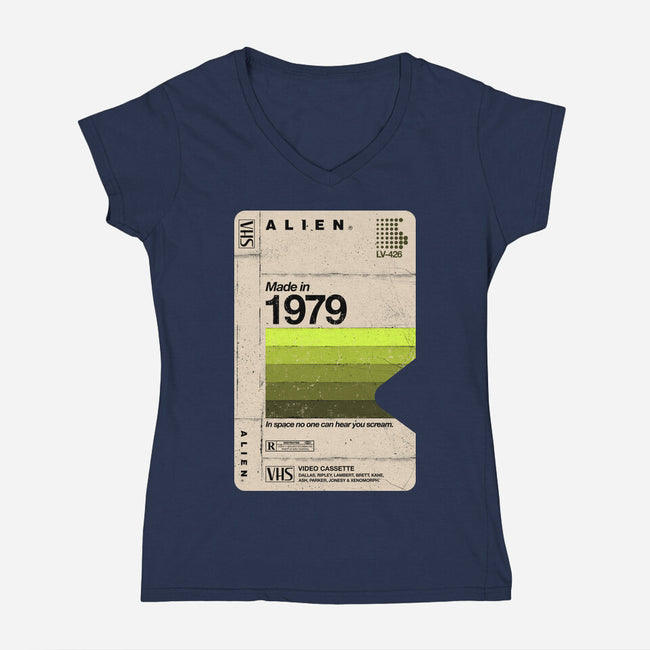 Alien Blank Tape-Womens-V-Neck-Tee-rocketman_art
