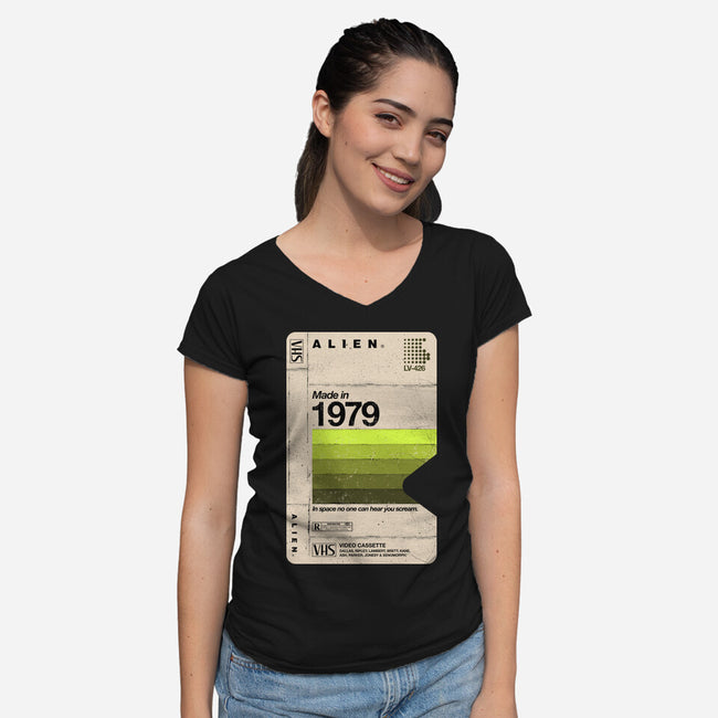 Alien Blank Tape-Womens-V-Neck-Tee-rocketman_art