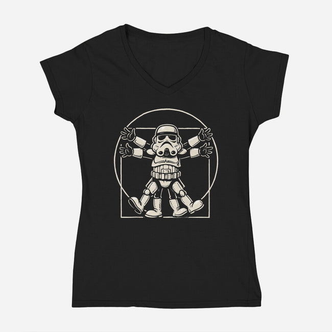 Vitruvian Stormtrooper-Womens-V-Neck-Tee-Immortalized