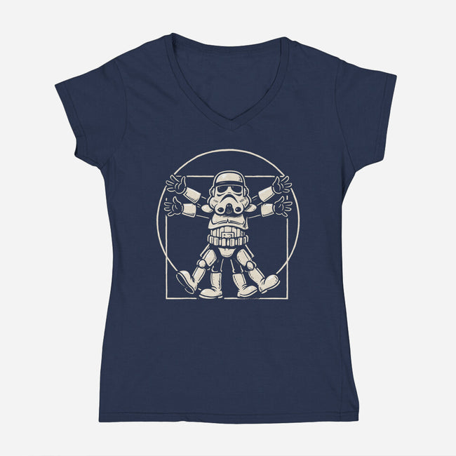 Vitruvian Stormtrooper-Womens-V-Neck-Tee-Immortalized