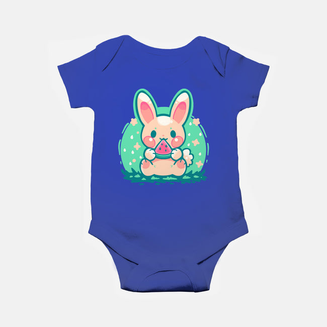 Summer Watermelon Bunny-Baby-Basic-Onesie-TechraNova