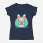 Summer Watermelon Bunny-Womens-V-Neck-Tee-TechraNova