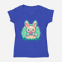 Summer Watermelon Bunny-Womens-V-Neck-Tee-TechraNova