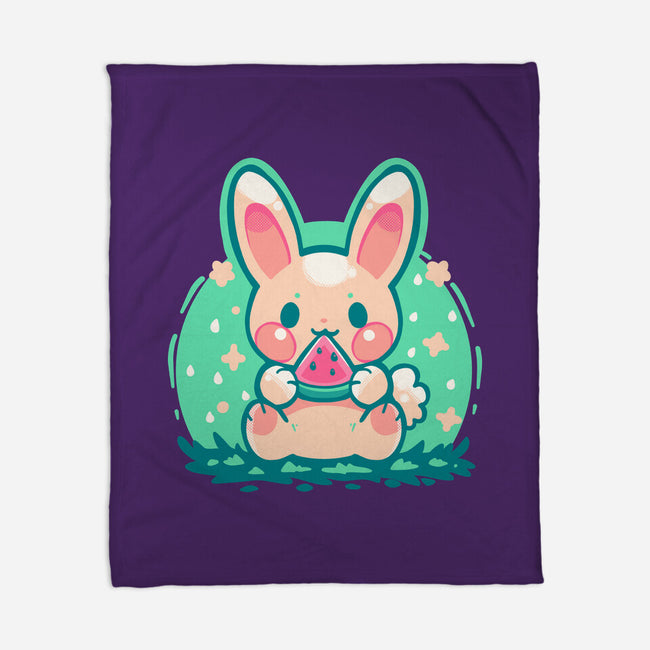 Summer Watermelon Bunny-None-Fleece-Blanket-TechraNova