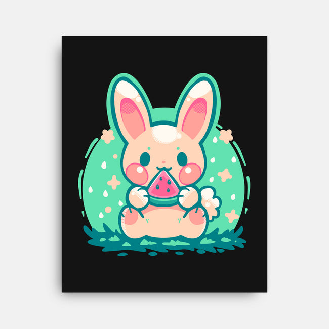 Summer Watermelon Bunny-None-Stretched-Canvas-TechraNova
